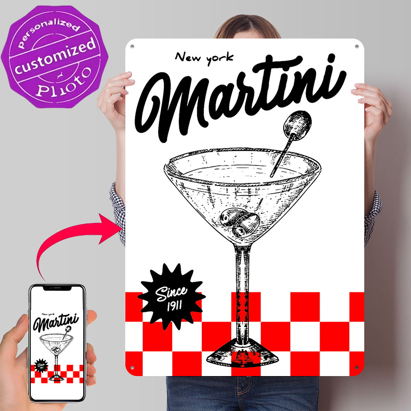 Home Office York - Poster Vintage New York Martini, Targhe