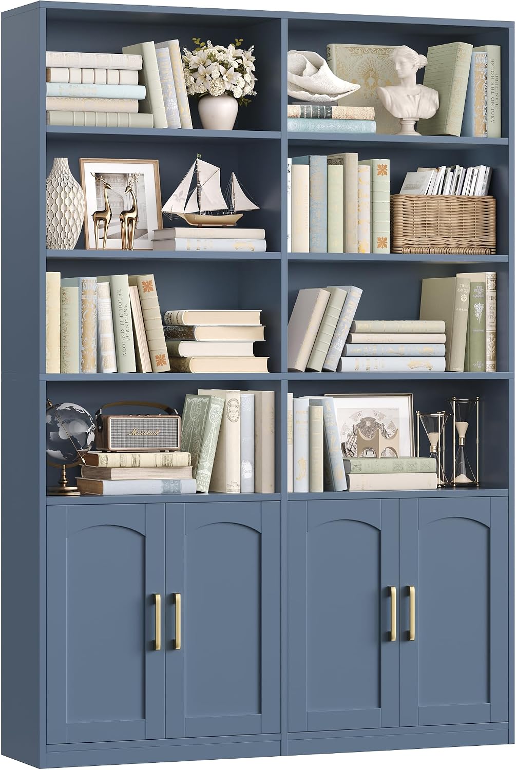 Home Office Industrial Style - Libreria Doppia Larghezza con Ante, Libreria