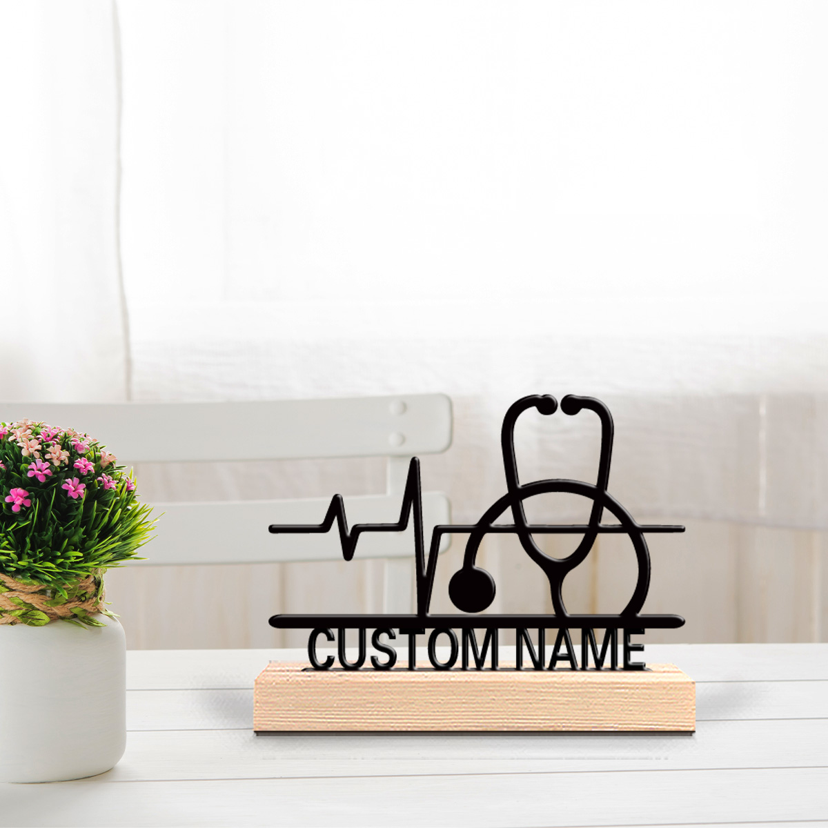 Home Office Industrial Style - Statua in Metallo Personalizzata con Base
