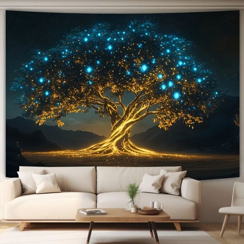 Home Office Yoga Room - VIKAMA Arazzo Luminoso Albero della Vita