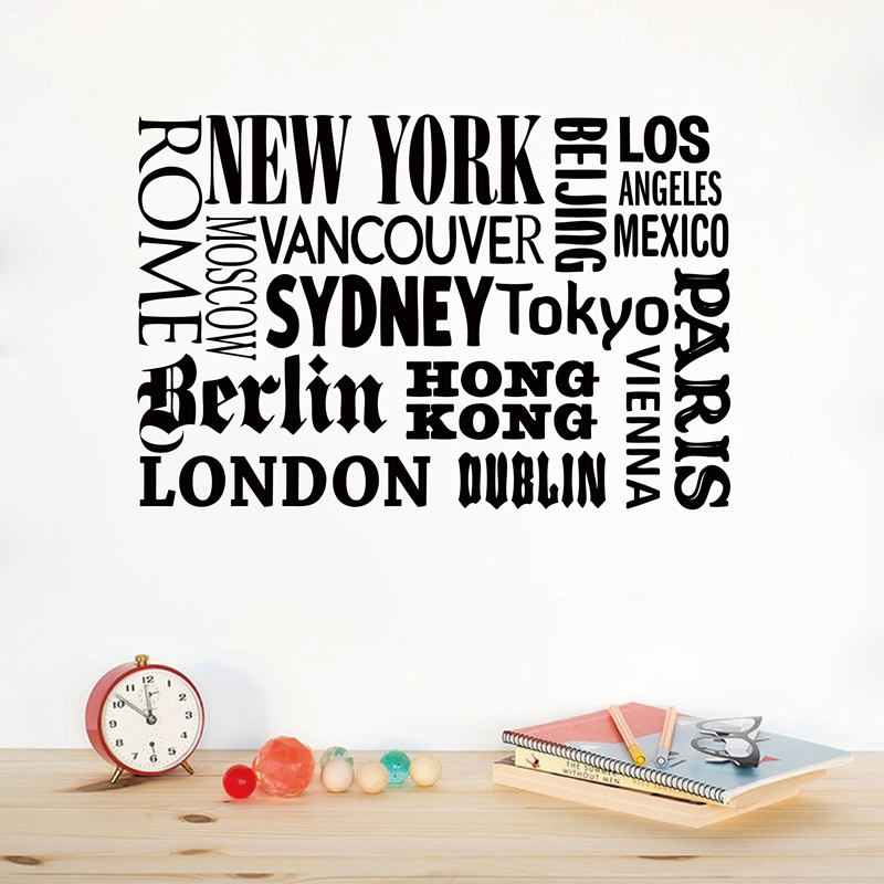 Home Office York - New York Londra Parigi Citazione adesivo