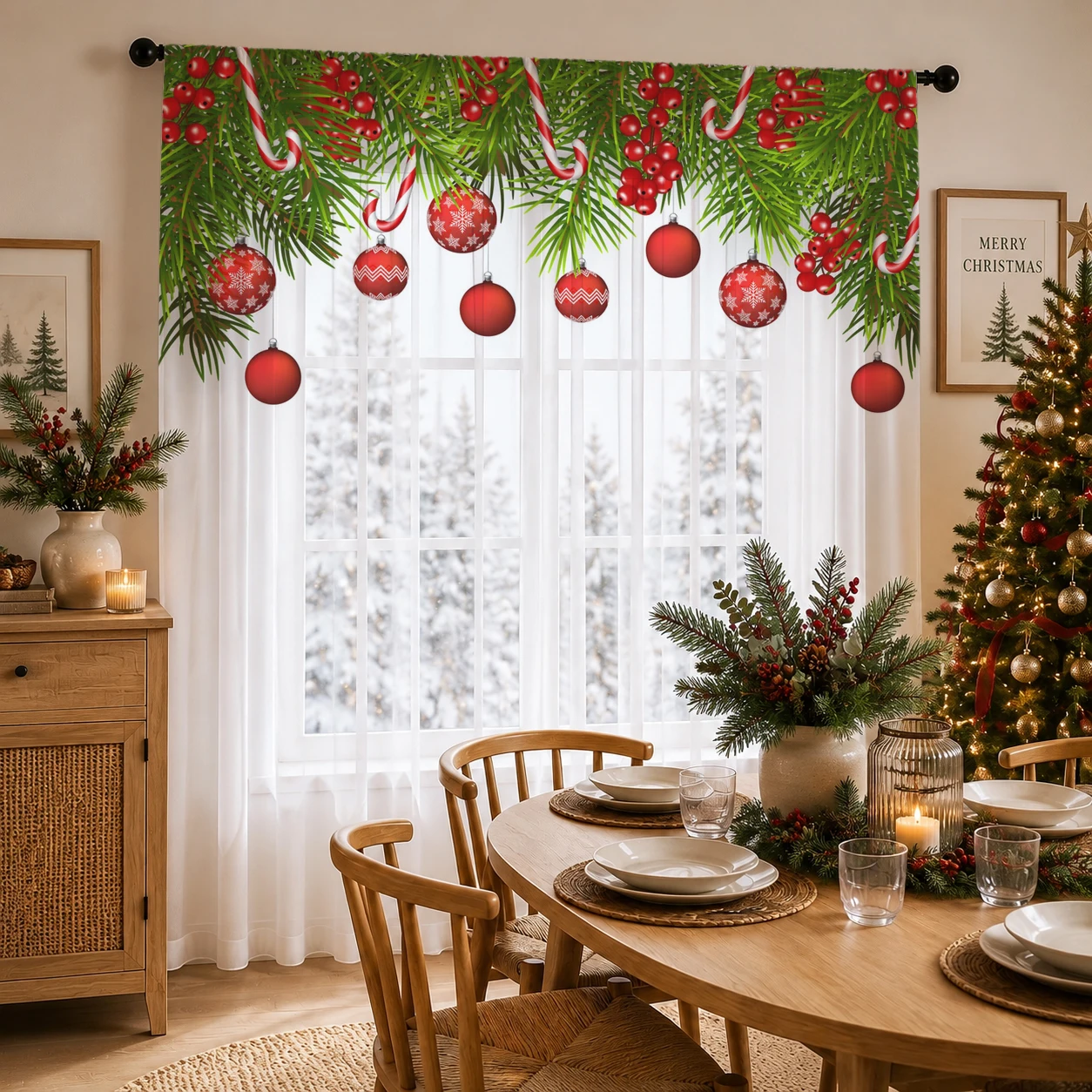 Home Office With Plants - Tenda Trasparente Sfumata Natalizia, Voile di