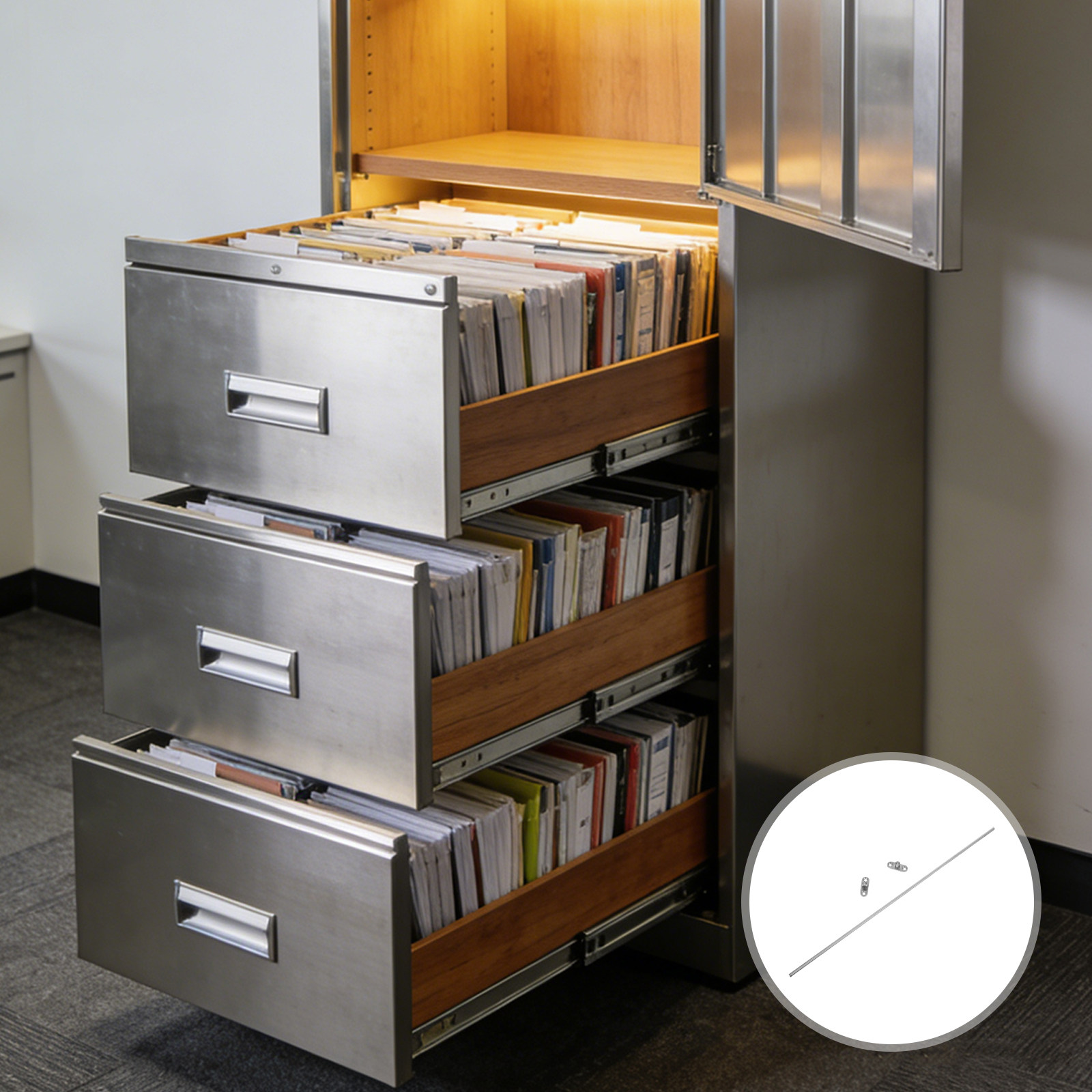 File Cabinet Drawer - Barra Appendi Documenti in Acciaio Inox