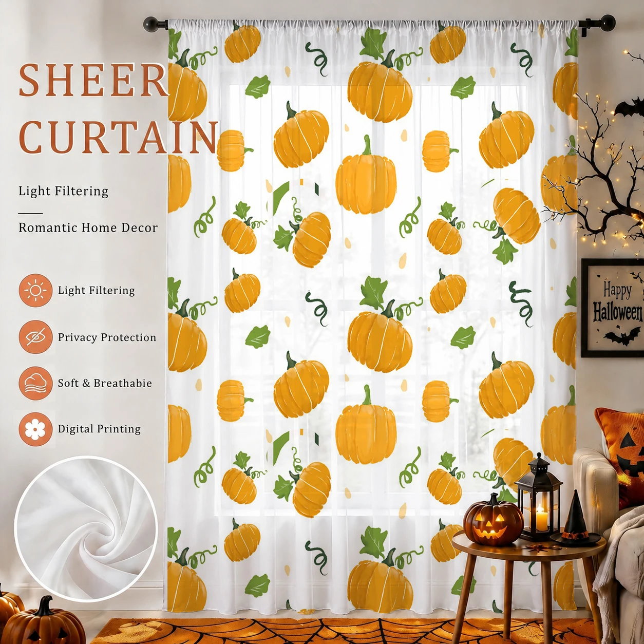 Home Office With Plants - Tenda Trasparente di Halloween con Tasca