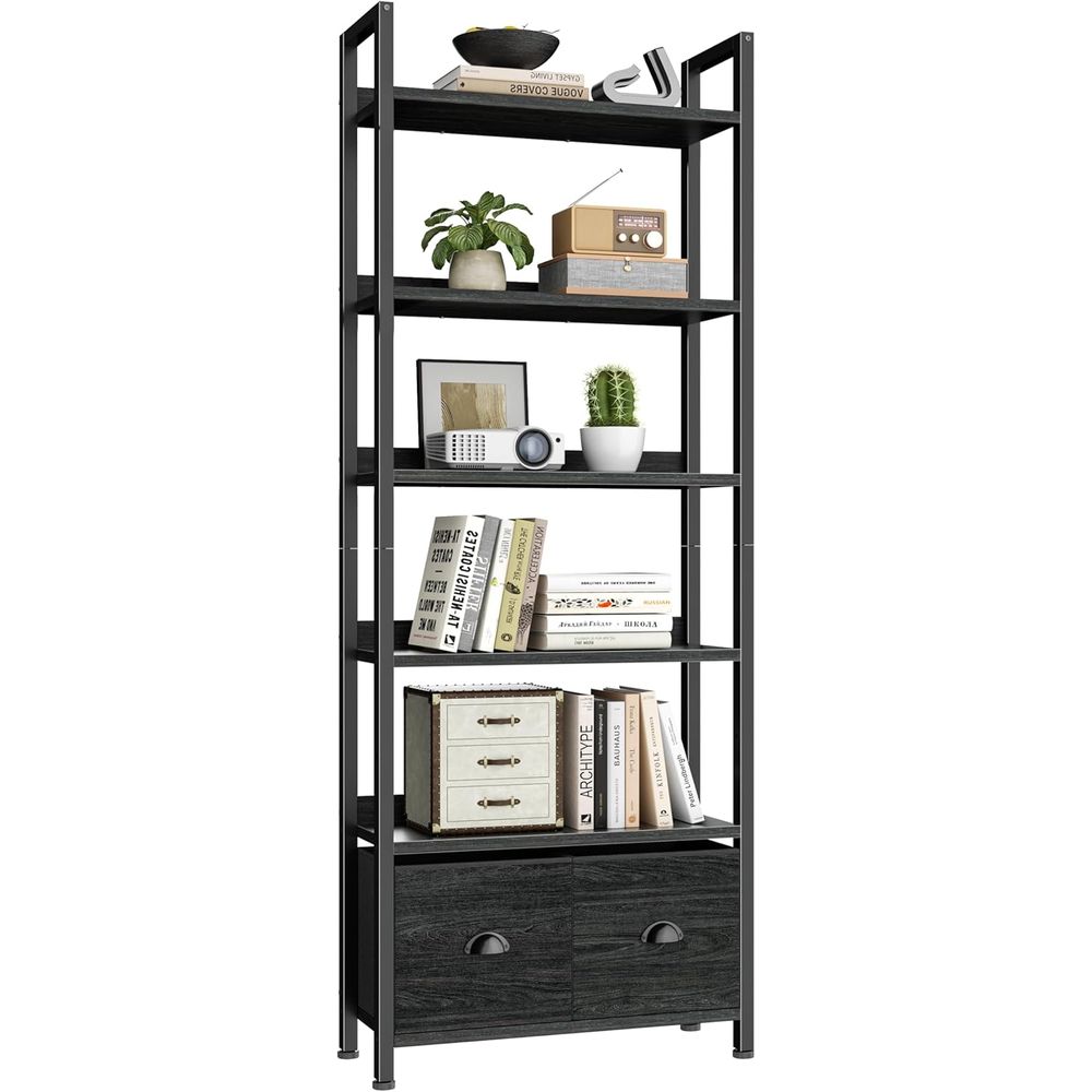 Home Office Industrial Style - Libreria Alta a 6 Ripiani con