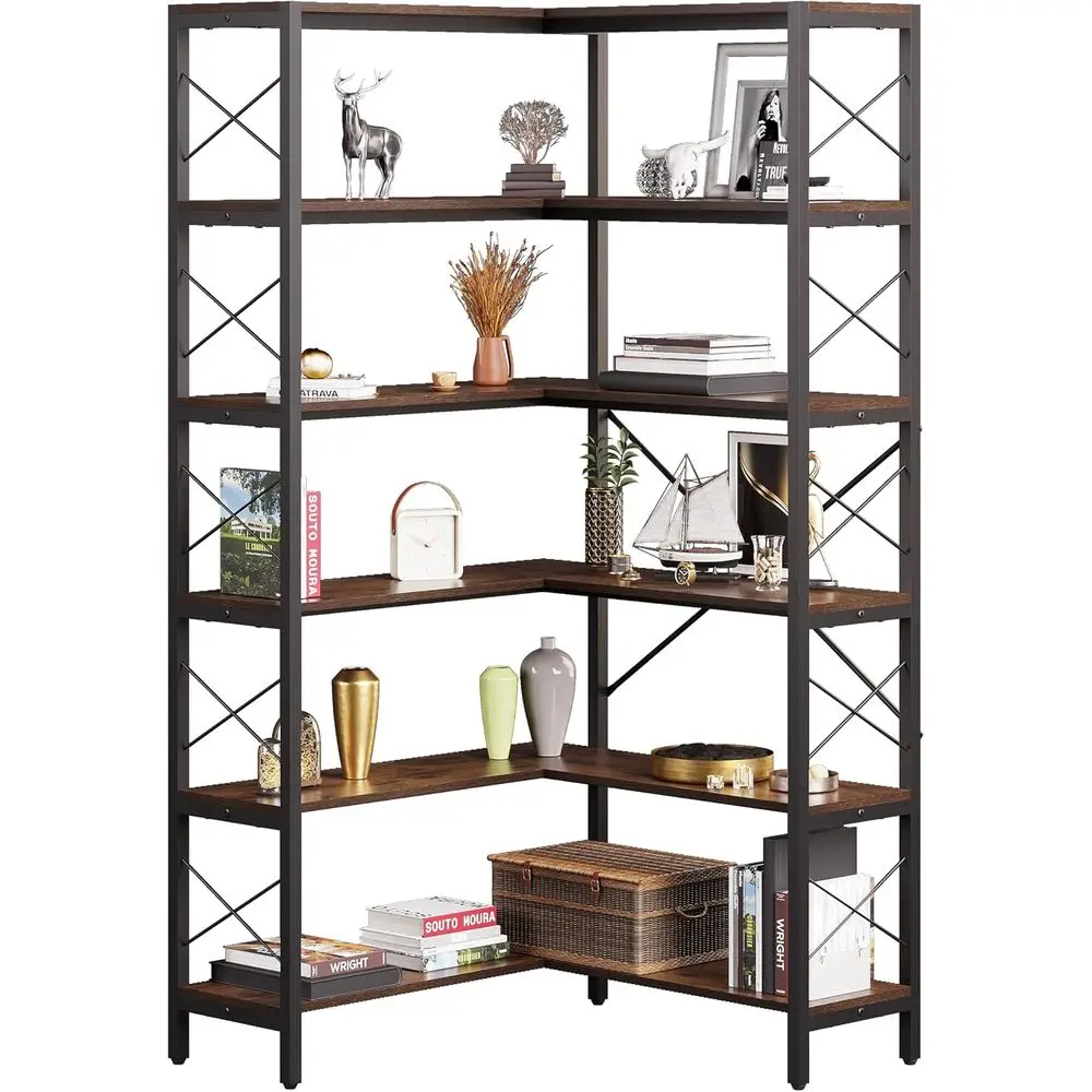 Libreria a 6 Ripiani a Forma d - Home Office Industrial Style recensione e prezzo