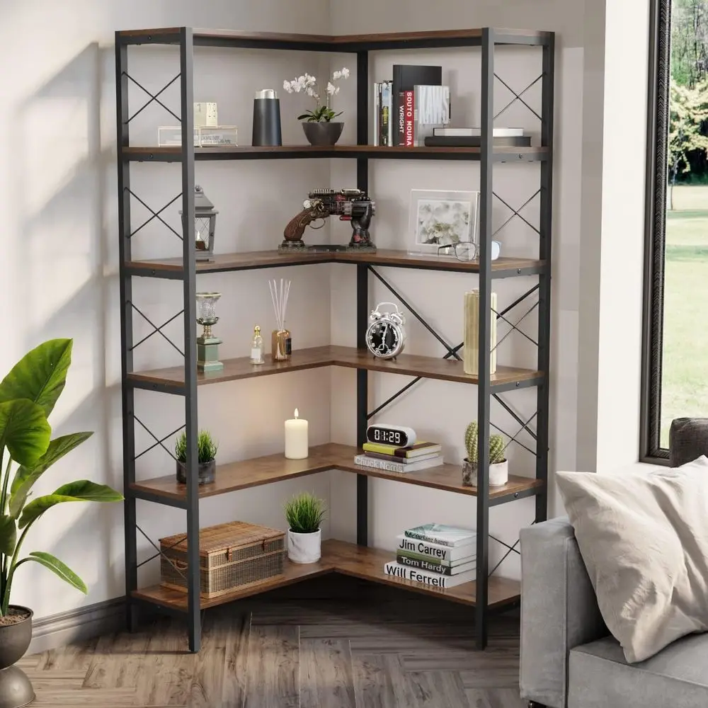 Libreria a 6 Ripiani a Forma d - Home Office Industrial Style recensione e prezzo