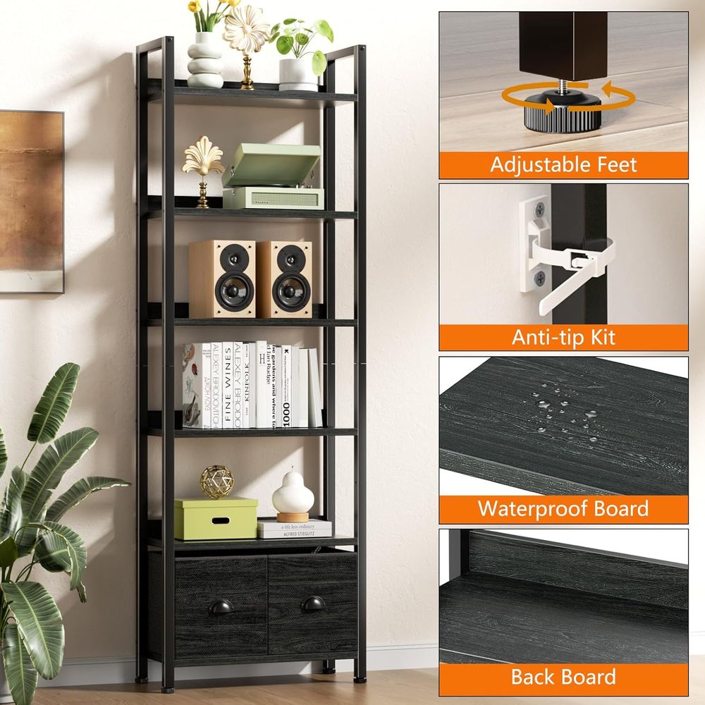 Libreria Alta a 6 Ripiani con  - Home Office Industrial Style recensione e prezzo